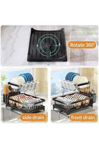 Dish Rack Dish Drying Stand With Drainer, 2 Tiers Large Kitchen Dish Rack with Removable Utensil Holder and Cup Holder, Stainless Steel Kitchen Dish Drainer Dish Drying Rack Black Dish Stand