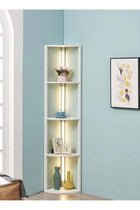 Living Room Bedroom Study Room Decoration LED Bookshelf Lamp, Movable 4-Tier Floor Lamp with Storage Rack with Remote Control 11W