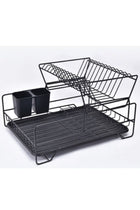 2 Layer Tier Kitchen Over The Sink Accessories Dish Organizer Storage Rack Plate Holder With Drip Tray