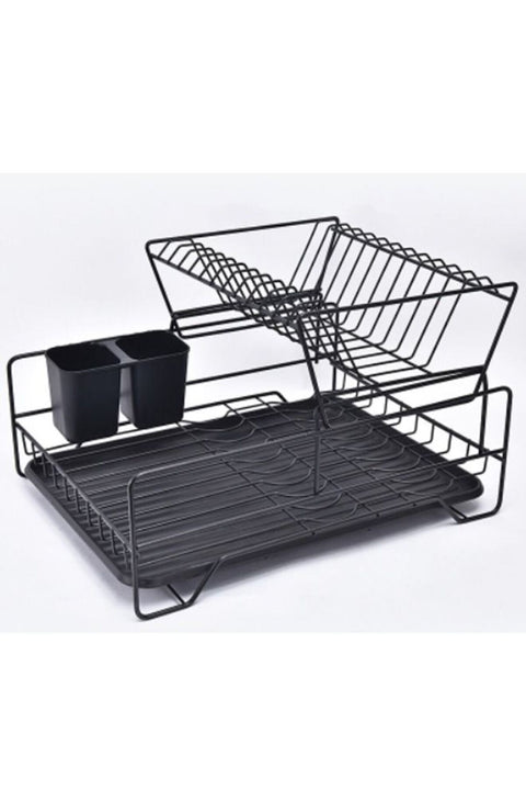 2 Layer Tier Kitchen Over The Sink Accessories Dish Organizer Storage Rack Plate Holder With Drip Tray