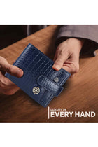 Wallet for Men Leather Original, Mens Wallet, Leather Wallets for Men Stylish, Bi-Fold Wallets for Man, 5 Card Slots, Easy Access Card Slots, Coin Pocket, Gift for Mens, Croc Blue