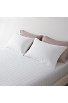 3-Piece Microfibre Fitted Sheet Set, Striped Pattern, White, Twin 120x200