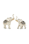 Beram Royal White Elephant Figurines Set of 2 Large and Small Resin Statues with Gold Accents Lucky Trunk Up Décor for Home Office and Living Room Bedroom Shelf Tabletop Gift Luxury Decor