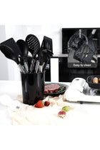 Cooking Utensils Set, 40 Pcs Silicone Kitchen Utensils Set with Holder (Black)