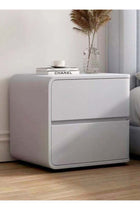 Modern High Gloss Nightstand Right Side Bedside Table with 2 Storage Drawers Solid Wood Bedside End Table 45 x 40 x 45 cm (Fully Assembled)