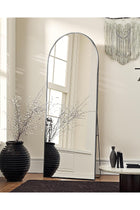 170x60cm Arch Floor Mirror, Full Length Mirror Wall Mirror Hanging or Leaning Arched-Top Full Body Mirror with Stand for Bedroom, Dressing Room (Black, 170x60cm (67"x23.6"))