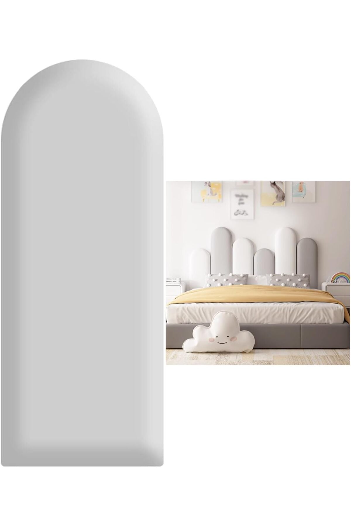 PHLEPS 3D Anti-Collision Wall Padding For Kids, 3cm Thick DIY Self-Adhesive Soft Bag Wall Panels, PU Waterproof Wall Stickers, Easy To Install (Color : Grey, Size : 20x50cm)