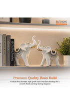 Beram Royal White Elephant Figurines Set of 2 Large and Small Resin Statues with Gold Accents Lucky Trunk Up Décor for Home Office and Living Room Bedroom Shelf Tabletop Gift Luxury Decor