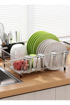 Dish Drying Rack in Sink, Expandable Stainless Steel Dish Drainers for Kitchen Counter, Dish Dryer Rack for Inside Sink, Over The Sink Dish Racks with Utensil Holder, Silver