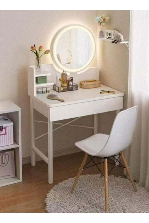 Dressing Table With Lights,Makeup Table With Storage Cabinet,Vanity Mirror 3 Lighting Color ,Multiple Makeup Vanity Desk Multifunction With 2 Drawers For Home(RJ60CK)