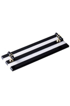 Black and White Stripe Natural Marble Tray with Black and Gold Handle