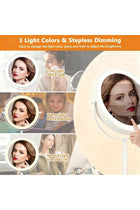 Makeup Mirror, Rechargeable Lighted Height Adjustable with 3 Colors, 45 Mins Auto Turn Off & Memory Function, Dimmable Double-Sided 1X/10X Magnification LED & Rotation Standing Vanity Mirror (White)