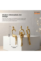 Beram Modern Abstract Sitting Women Figurines Set of 3 Gold Resin Sculptures in Left Middle and Right Poses Elegant Minimalist Female Statues for Home Décor Office Desk Bookshelf Living Room Display