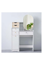 Barbados Dressing Table With Sliding Mirror | Durable Vanity Table | Dressing Makeup Desk With Storage | Modern Design Bedroom Furniture L82.4xW34.2xH136.8cm -White / Oak