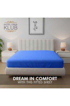 1-Piece Microfiber Fitted Sheet Striped, Royal Blue, Soft Fabric Deep Pocket