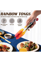 Heat Resistant Silicone Kitchen Tongs Set, 2-Pack Stainless Steel Cooking Tongs with Non-Slip Grip