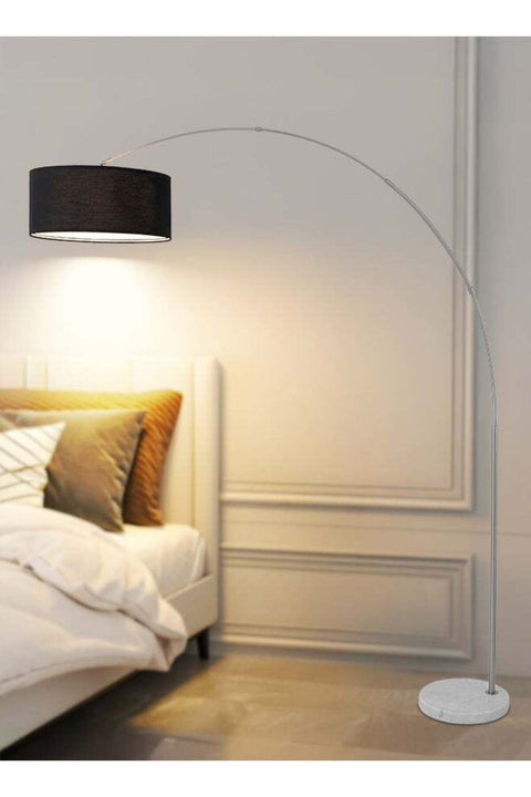LIGHTING Modern Arc Floor Lamp with Adjustable Head, 208cm Tall Standing Lamp with Fabric Shade