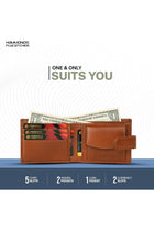Wallet for Men Leather Original, Stylish Bi-Fold with 5 Card Slots, Coin Pocket - Tan