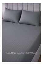 3-Piece Striped Microfiber Fitted Sheet Set Super King 200x200cm – Soft Elastic Deep Pocket 17cm Bedsheet with 2 Pillowcases 50x70cm, Grey