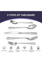 20 Pcs Vintage Carved Floral Silverware Set for 4, Stainless Steel, Dishwasher Safe