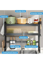 Dish Rack Organizer Stainless Steel with Doors Over cabinet organizer Sink Dish Drying Rack Storage Rack Kitchen Dish Drainer Nonslip Kitchen Multipurpose Rack Dust-Proof