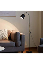 Floor Lamp White Black Wood Modern Standing Corner Reading Light, Black