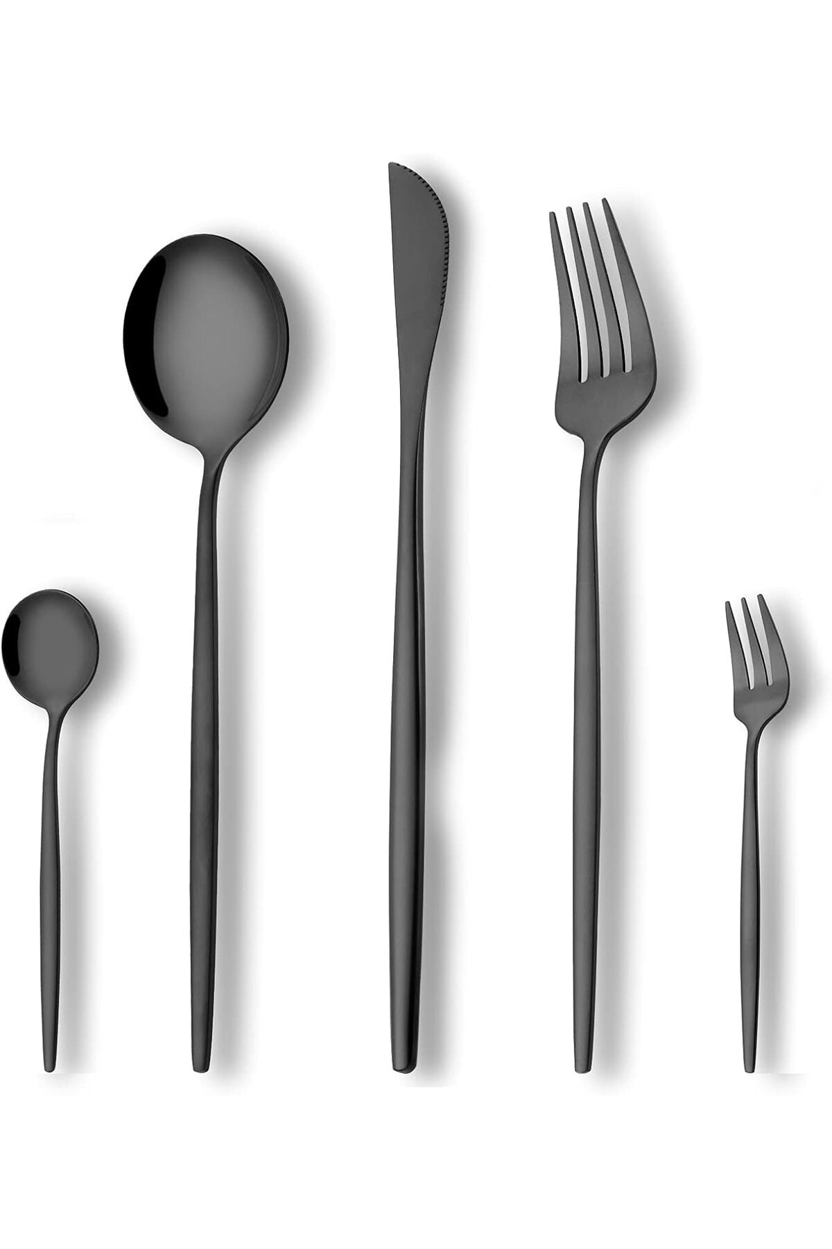 Black Silverware Set 20-Piece, Stainless Steel Flatware Set Service for 4, Unique Utensils