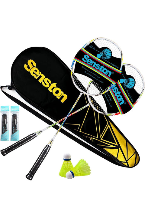 Badminton Rackets Set of 2, Badminton Racquets Including Badminton Bag, 2 Badminton Shuttle, 2 Racquet Grip