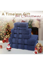 Safi Plus 6-Piece Towel Set 100% Turkish Genuine Cotton Super Soft & Absorbent Luxury Hotel Quality 600 GSM Cotton Bathroom Towels, 2 Bath Towels, 2 Hand Towels, 2 Washcloths, Navy Blue