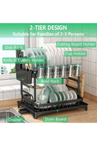 2-Tier Dish Drying Rack Metel 2-Tier Dish Rack Utensil Metal Cup Holder Kitchen