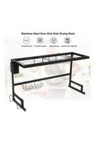 Stainless Steel Over Sink Dish Drying Rack Black 87x10x35cm