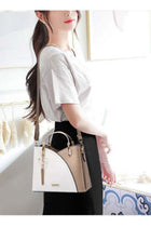 Women's Fashion Patchwork Contrasting Leather Crossbody Bag Adjustable And Detachable Exquisite Handbag Zippered Multi Layered Design Shoulder Bag,Stitching Totes Satchel Shoulder Bag