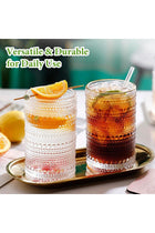 Vintage Hobnail Drinking Glasses Set of 8 – 12oz Highball & 10oz Cocktail Glasses, Textured Glass