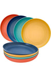 8 Pack Kitchen Wheat Straw Dinnerware Set, Unbreakable Plastic Plates Reusable, Suitable for Kitchen, Camping, Salad (9.1 Inch)