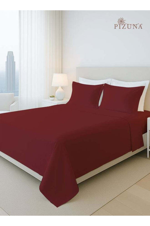 Pure Combed Cotton Bed Sheet Set King Size Rio Red, 400 Thread Count Cozy Luxury 100% Long Staple Cotton Sateen Weave Bedsheet Set