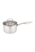 10 Piece Triply Stainless Steel Cookware Set, set includes 1x16cm Saucepan with lid, 1x18cm Saucepan with lid, 1x24cm Casserole with lid, 1x26cm Sautee P an with lid, 1x20cm open Frypan, 1x2