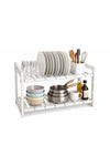 Dunekart Heavy Duty Expandable Kitchen Sink Dish Rack – Adjustable 2-Tier Under-Shelf Storage Organizer Rack Holder (White)