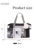 Large Capacity Color Block Tote Daily School Travel Adjustable Detachable Strap Backpack (With Doll And Badge)