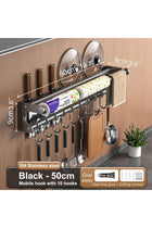 Wall Mount Knife Holder, Kitchen Utensil Hanger with 10 Hooks, 50CM Grey Storage Rack