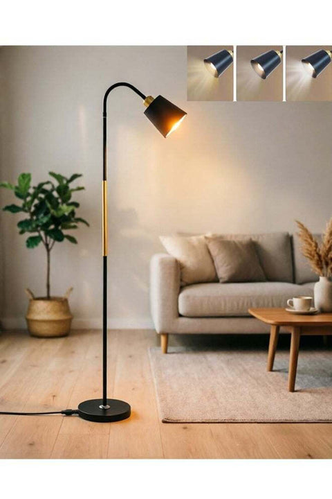 Adjustable Floor Lamp,Gooseneck Floor Lamp Industrial Adjustable Height Bendable Small Floor Corner Lamp with 12W Blub,3 Color Temperature(Black)