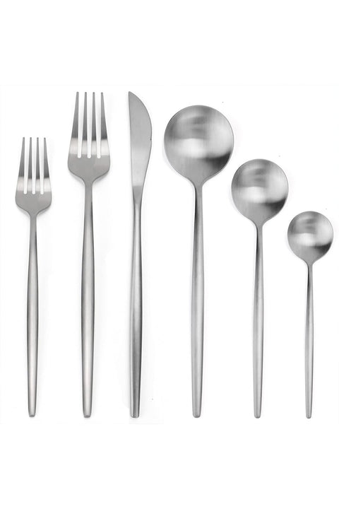 Modern Matte Silver Silverware Set, 12-Piece Stainless Steel Flatware Set, Tableware Cutlery Set Service for 2
