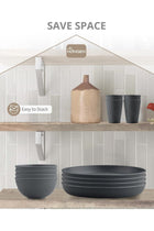 Plastic Plates and Bowls Set - 12 PCS Unbreakable Tableware Set