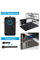 2-Tier Dish Drying Rack with Utensil Holder – Space-Saving Kitchen Organizer for Plates, Bowls, Glasses & Cutlery – Sleek Black Design with Drain Board – Perfect for Modern Countertops