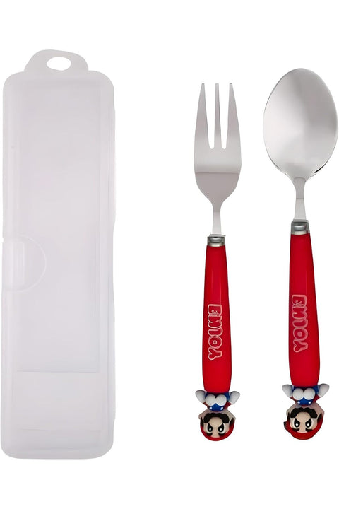 Arcade Adventure Kids Cutlery Set with Case - 2-Piece Stainless Steel BPA Free Cutlery Set