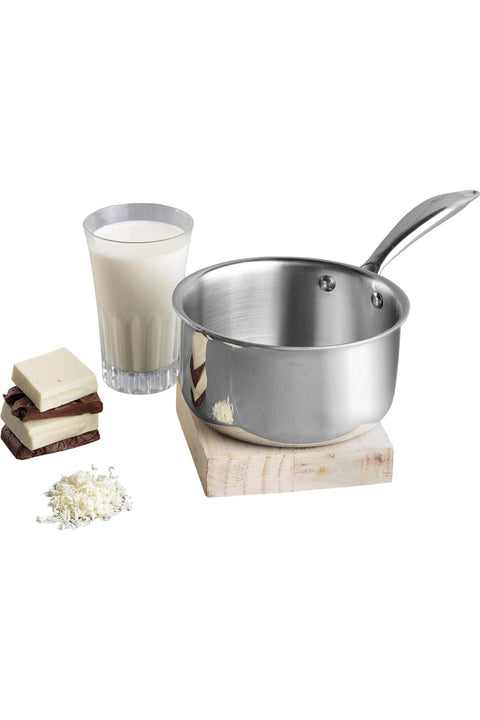 Platinum Triply Stainless Steel Milkpan - 1.2 Litre, 14 cm | Easy Pour Spout | Tea/Milk/Chai Pan | Rivetted Sturdy Handle | Induction & Gas Base