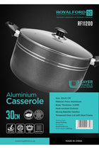 30 CM Aluminium Casserole- RF11200 Non-Stick Cookware Dot Induction Base Compatible with all Cooktops