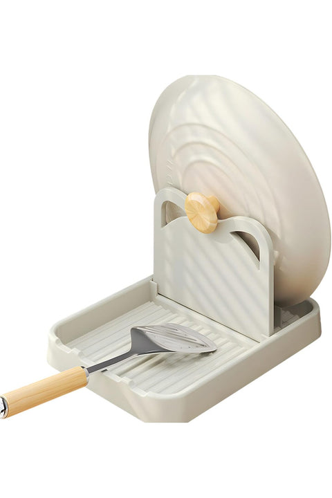 Spoon Rest with Lid Holder, Foldable Kitchen Utensil Rest for Countertop, Heat-Resistant and Non-Slip Spoon Holder