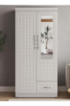 SUNLIT HOME Backlund 2-Door Wardrobe with Mirror and Drawer – Modern Storage Cabinet