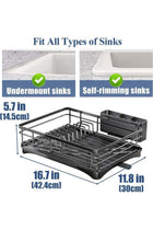 Dish Drying Rack - Stainless Steel Dish Rack for Kitchen Counter, Large-Capacity Dish Drainer with Cutlery Holder, Kitchen Organizer for Dishes, Spoons and Forks, Black