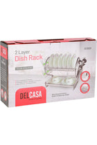 Rust-Proof 2 Layer Iron Dish Rack for Kitchen, Silver